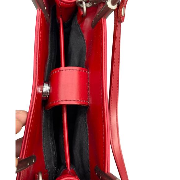 Esprit 1968 Vintage 90s Red Silver Top Handle Crossbody Bag Purse - Picture 3 of 14